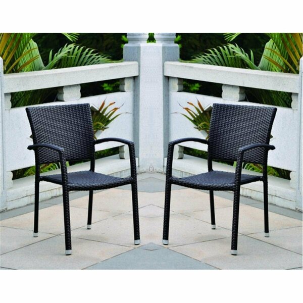 International Caravan 4210-SQ-BKA-S-2 Bardelona Resin Wicker Square Back Dining Chair - Black, 2PK 4210-SQ-2CH-BKA